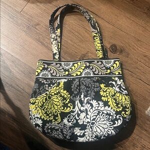 Vera Bradley Black, Yellow & Gray Floral Quilted Shoulder Bag